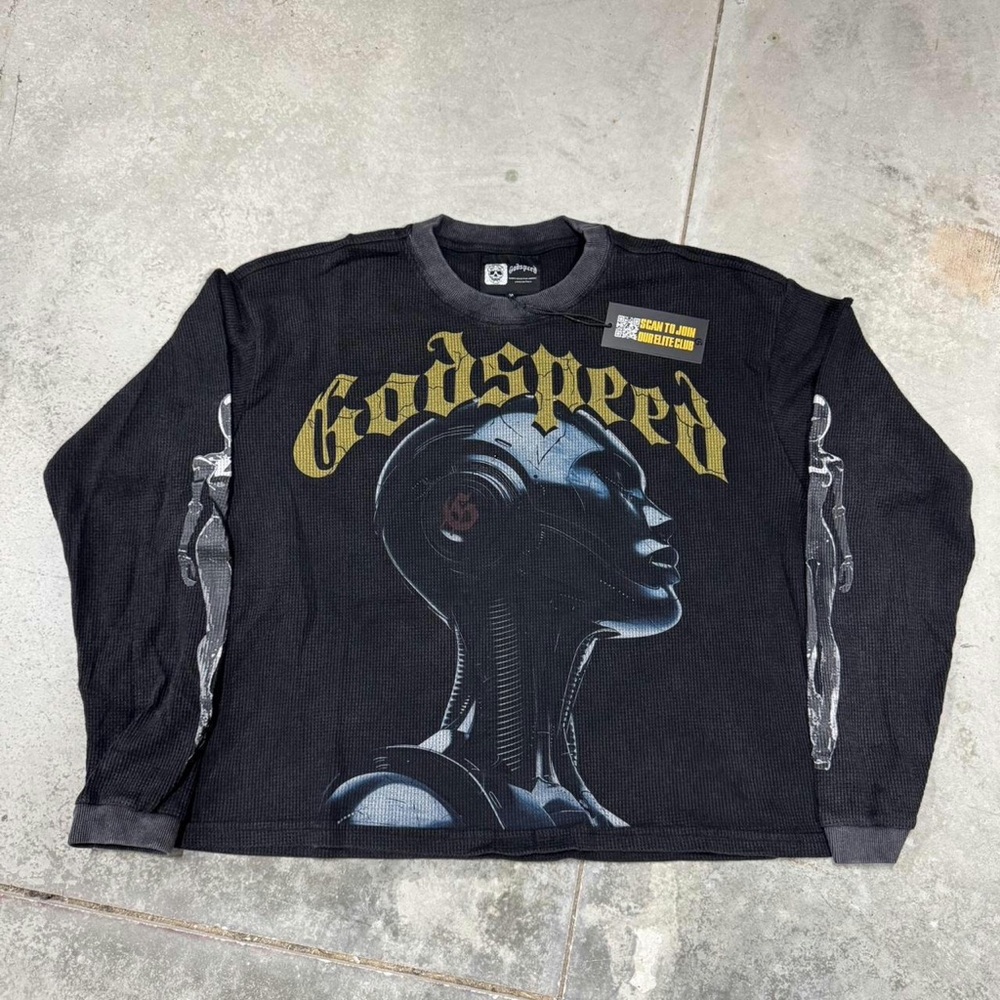 Black Graphic Tee with Gold Accents
